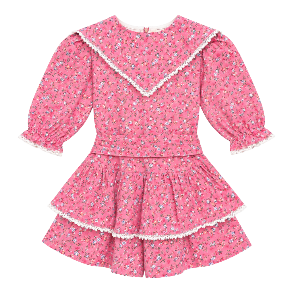 Vintage Amanda Fogg Ditsy Floral Lace Ruffle Dress 1