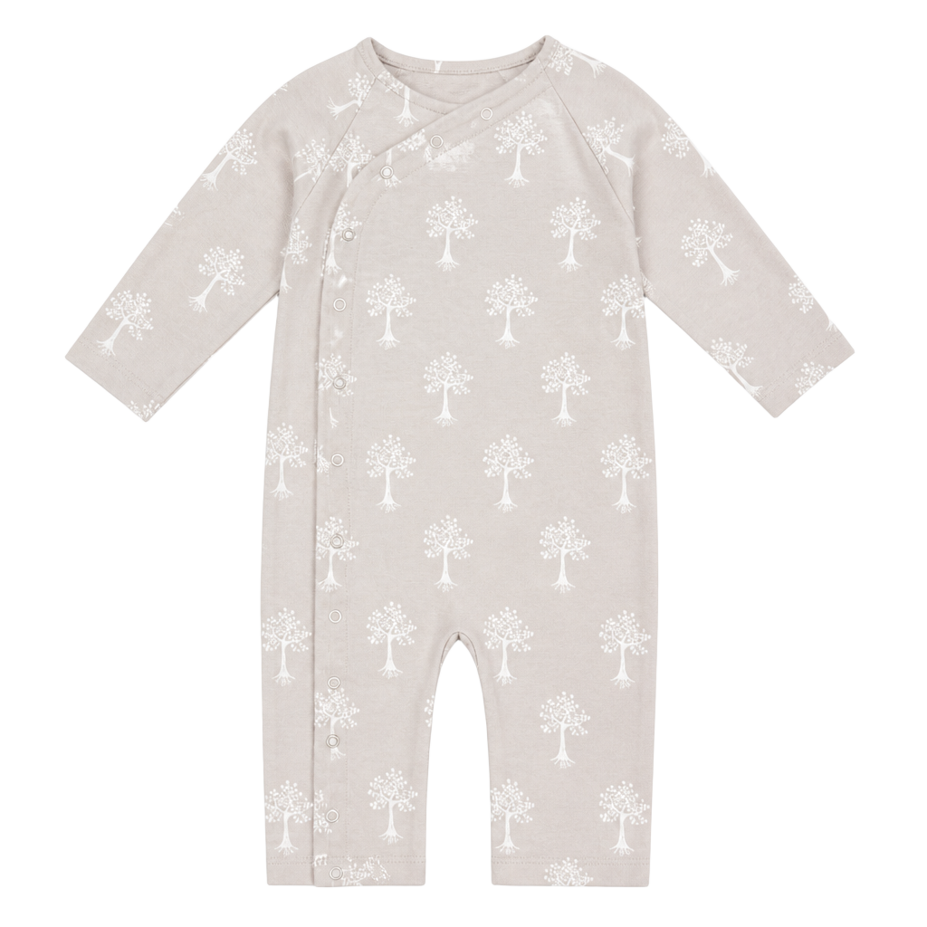 Kate Quinn Gray Tree Print Organic Cotton Kimono Bodysuit Romper 6-12M 1