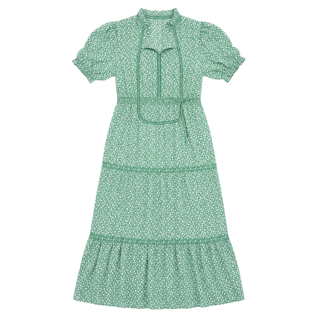 Max Studio Green Floral Tiered Dress Size S 1