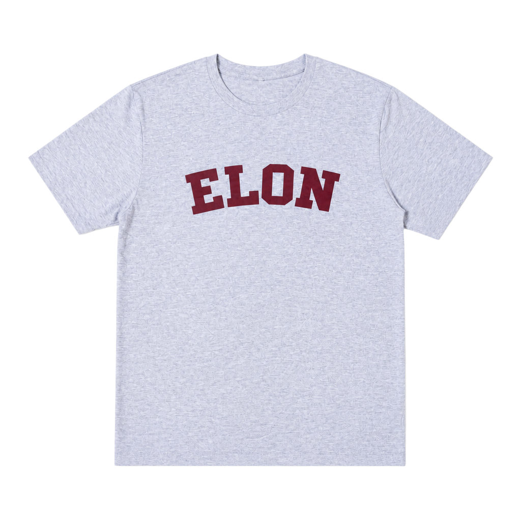 Gildan Softstyle Elon University Gray T-Shirt with Maroon Logo Size M 1