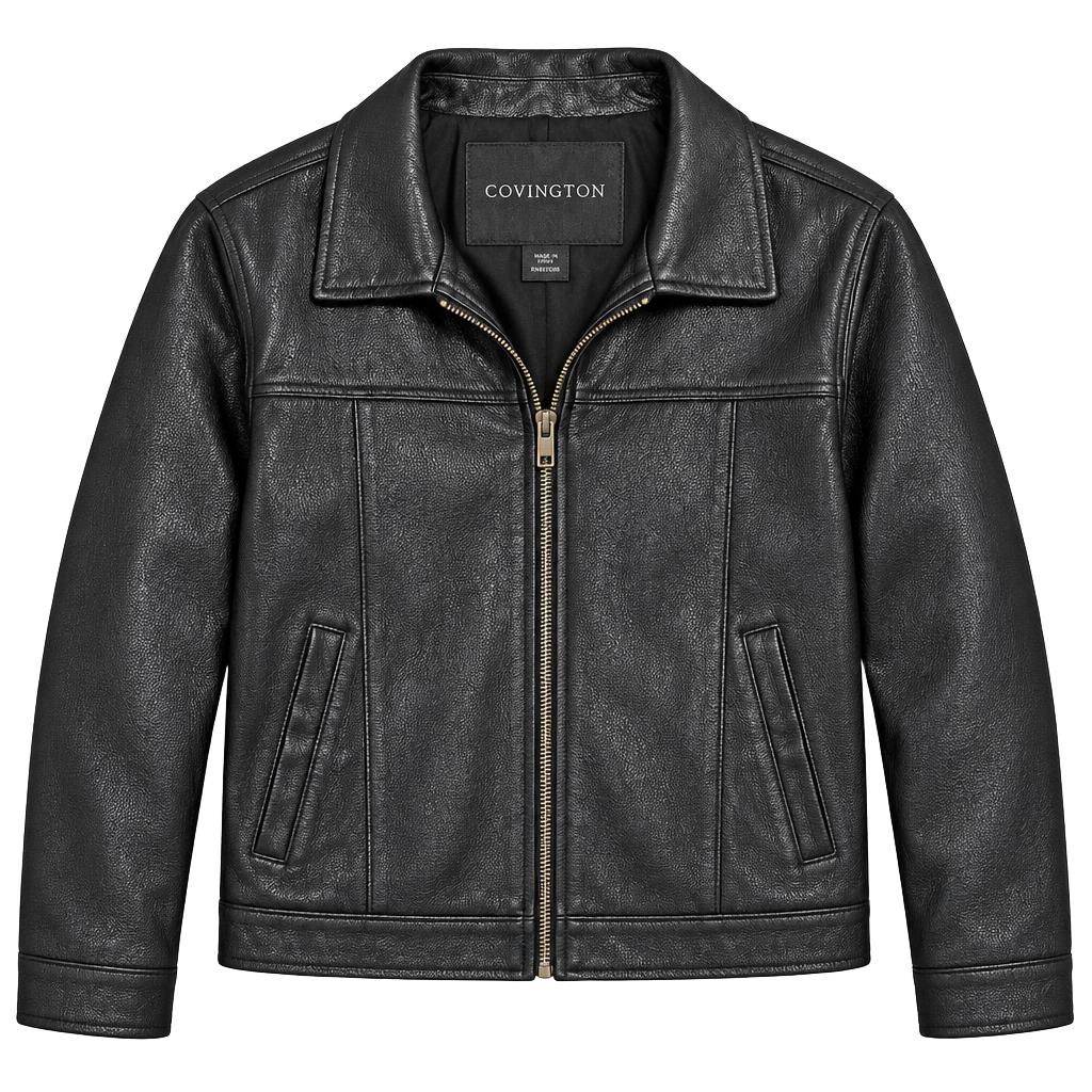 Covington Black Leather Jacket Size XXL 1