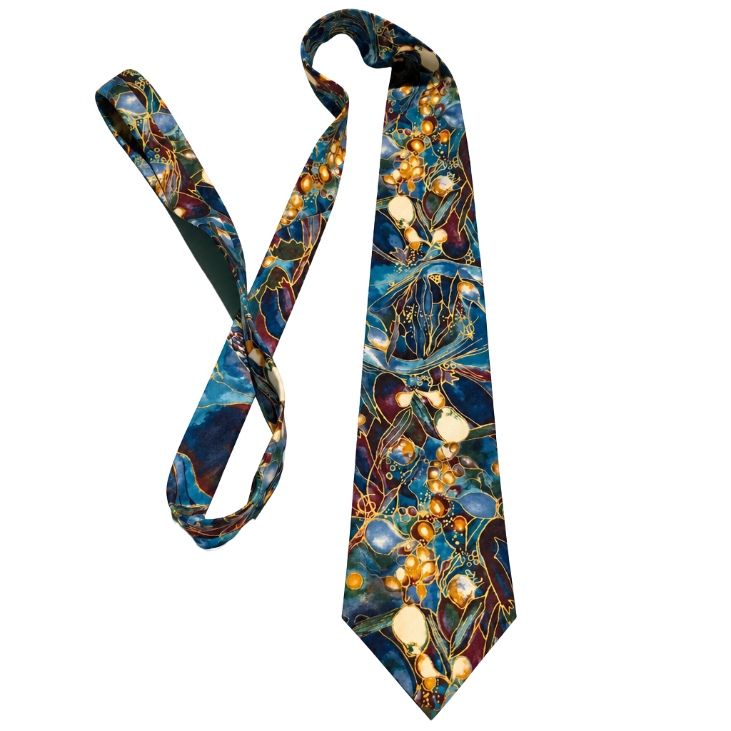 Grace Silk Necktie Vegetable Medley Watercolor Abstract Print by Grace Newburger 1