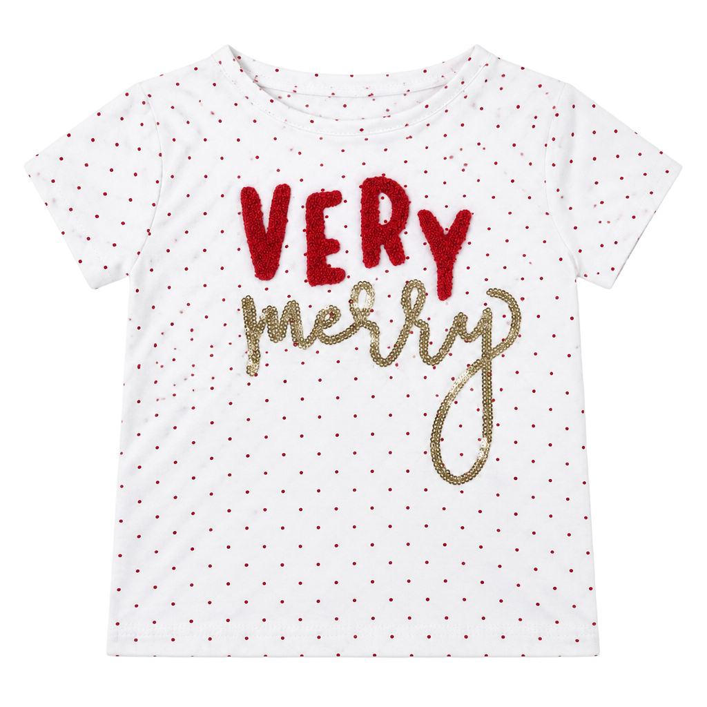 Mudpie Very Merry Polka Dot Long Sleeve Top Medium (24M-2T/3T) 1