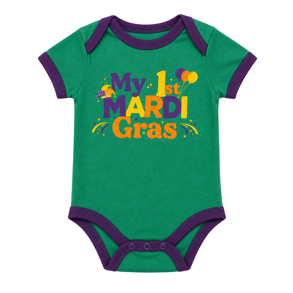 Mardi Gras My 1st Mardi Gras Size 0-3 M Romper 1
