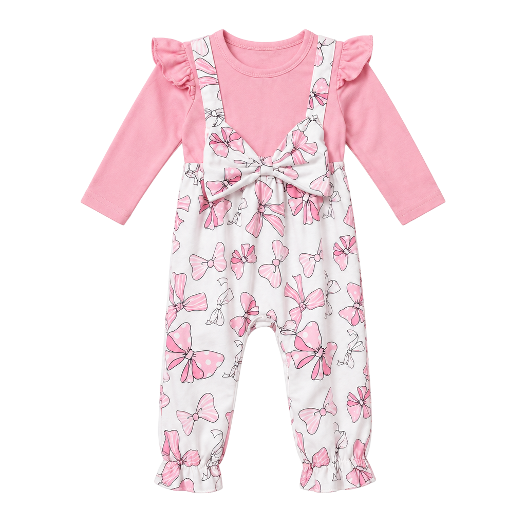 Shein Baby Romper Size 6-9M Pink White Bow 1