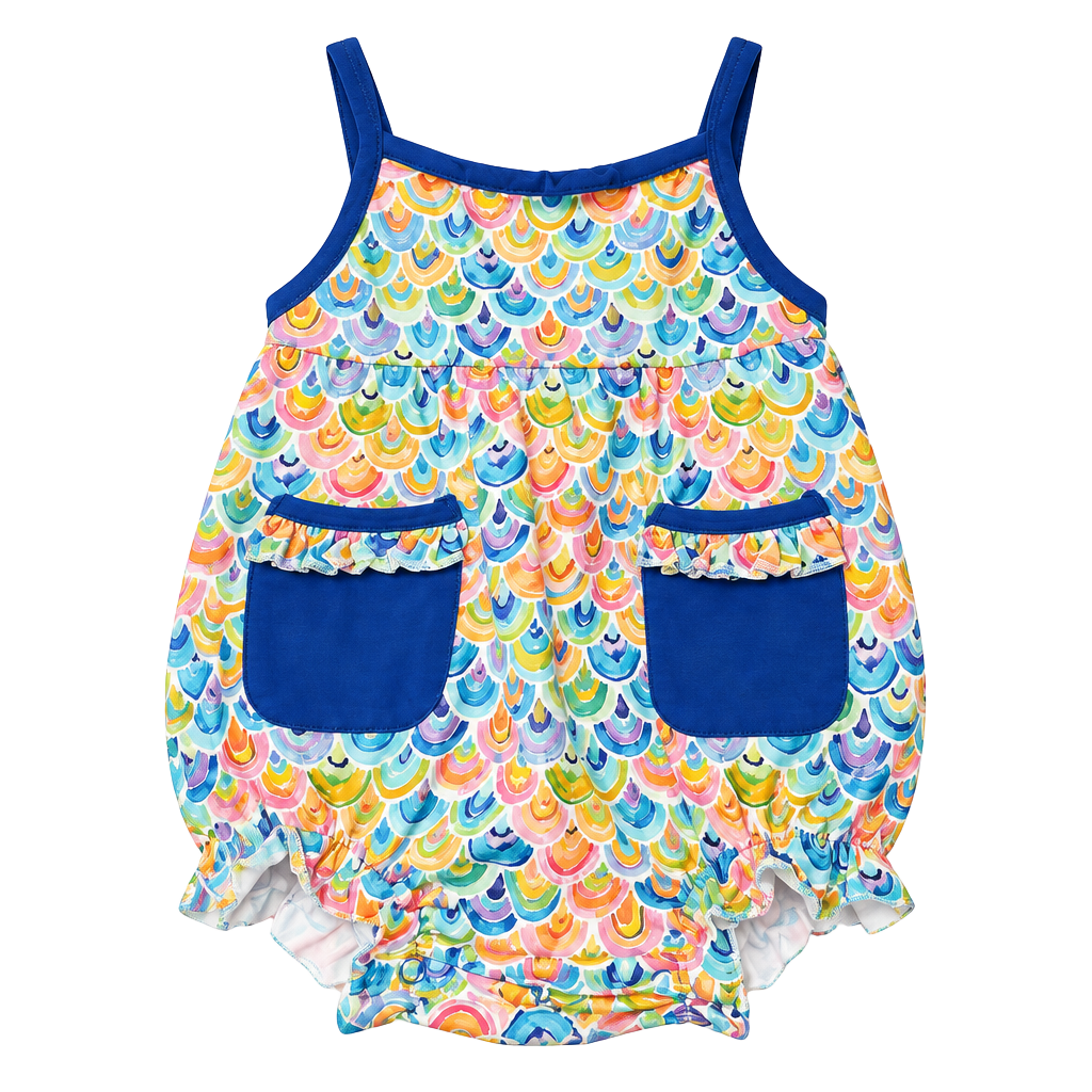 Abby & Evie Rainbow Romper Size 12M Multi Pockets 1