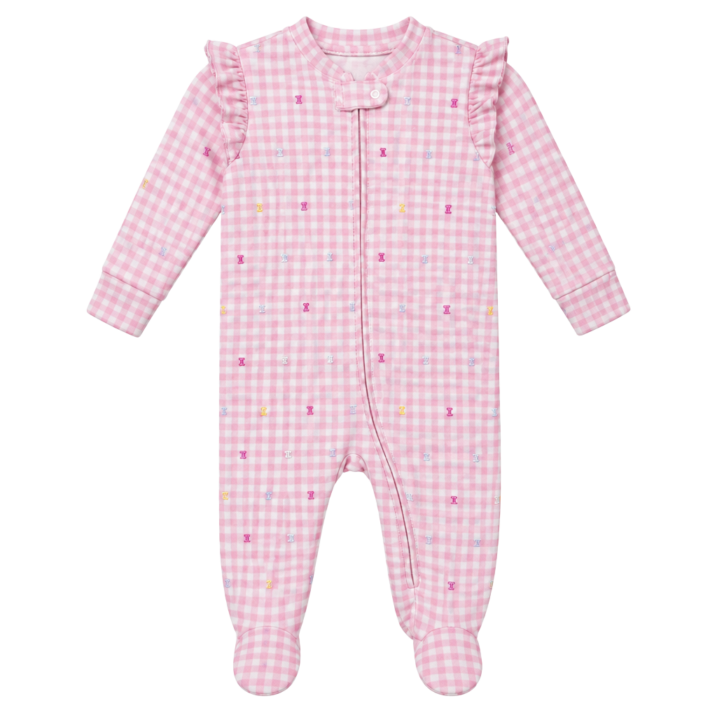 Paris Hilton Pink Gingham Footie Sleep 1
