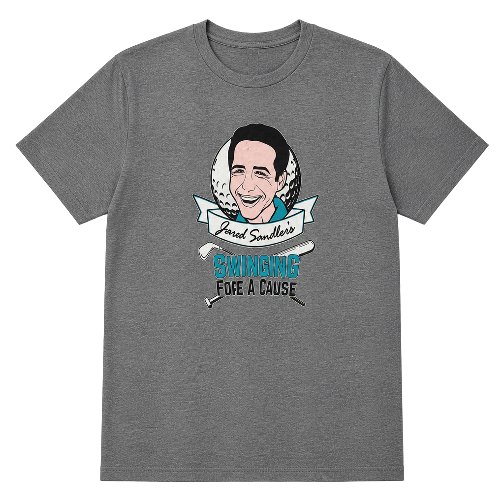 Next Level Apparel Jared Sandler's Swinging Fore A Cause Golf T-Shirt Gray 1