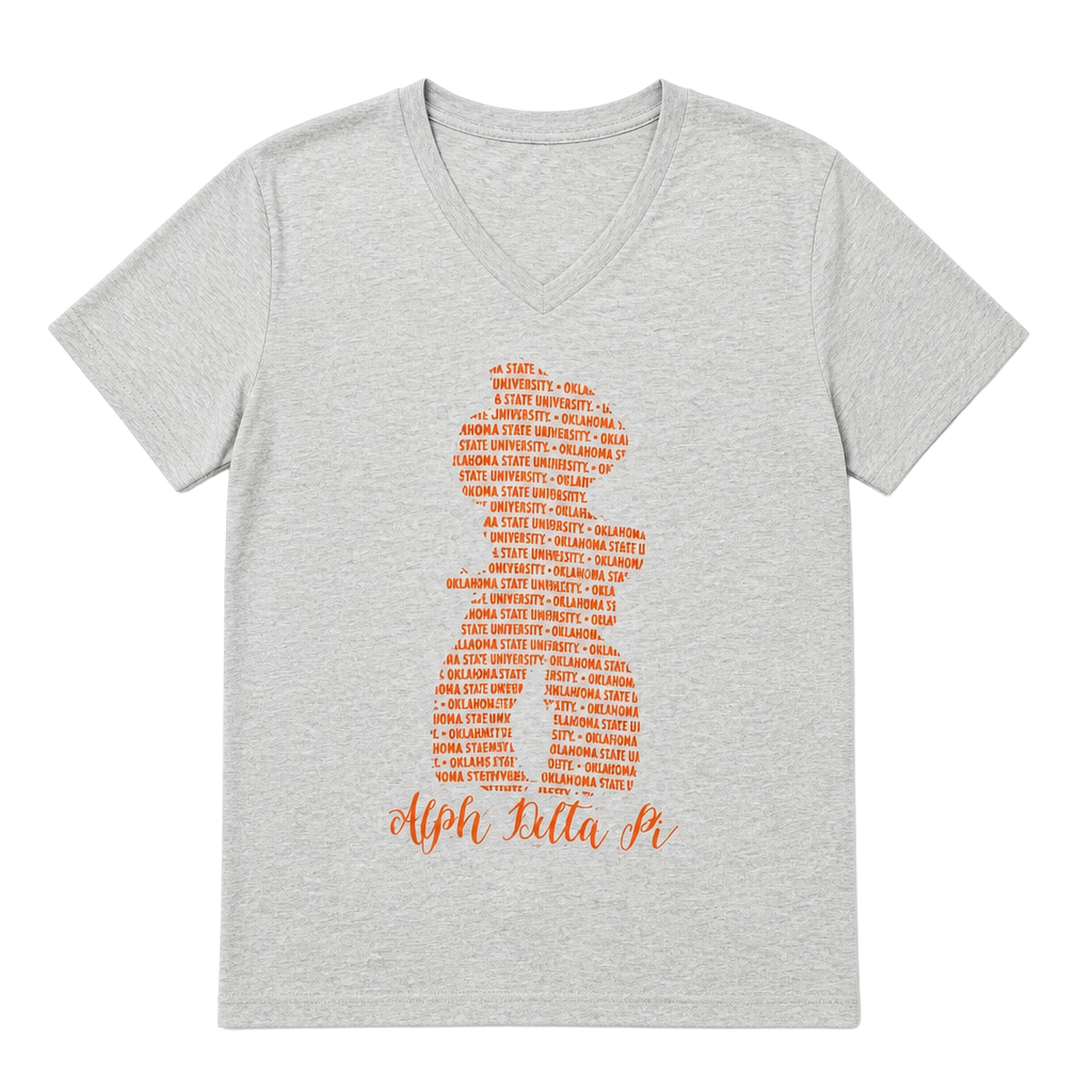 Bella+Canvas Alpha Delta Pi Oklahoma State University V-Neck T-Shirt Size S 1