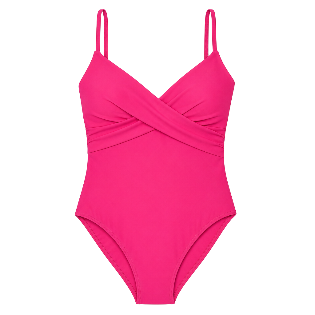 Time and Tru Ruched Front One Piece Swimsuit Size M (8-10) Hot Pink 1