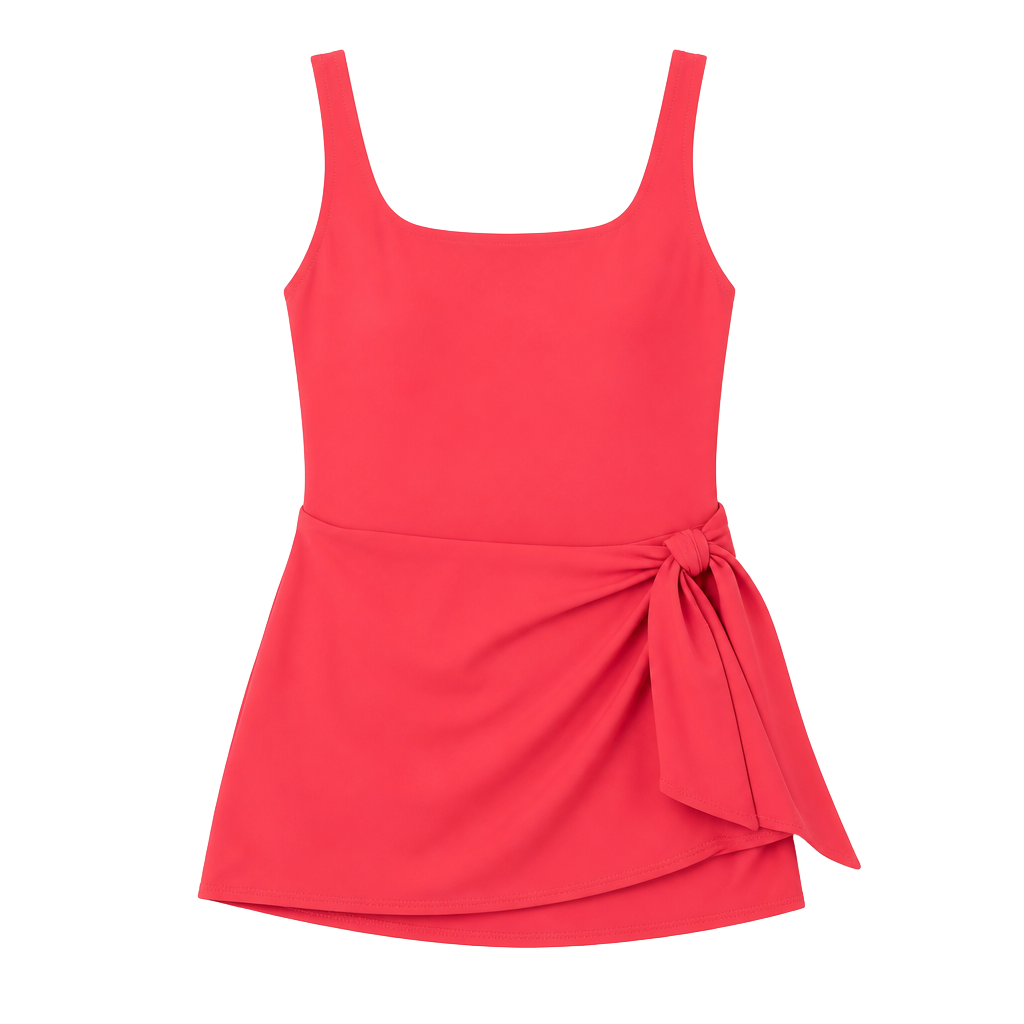Time and Tru Faux Wrap Swim Dress Size XL (16-18) Melon Delight 1
