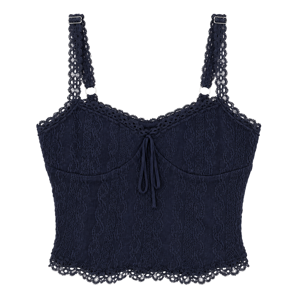 EDIKTED Lacey Blue Lace Sweetheart Mini Crop Tank 1