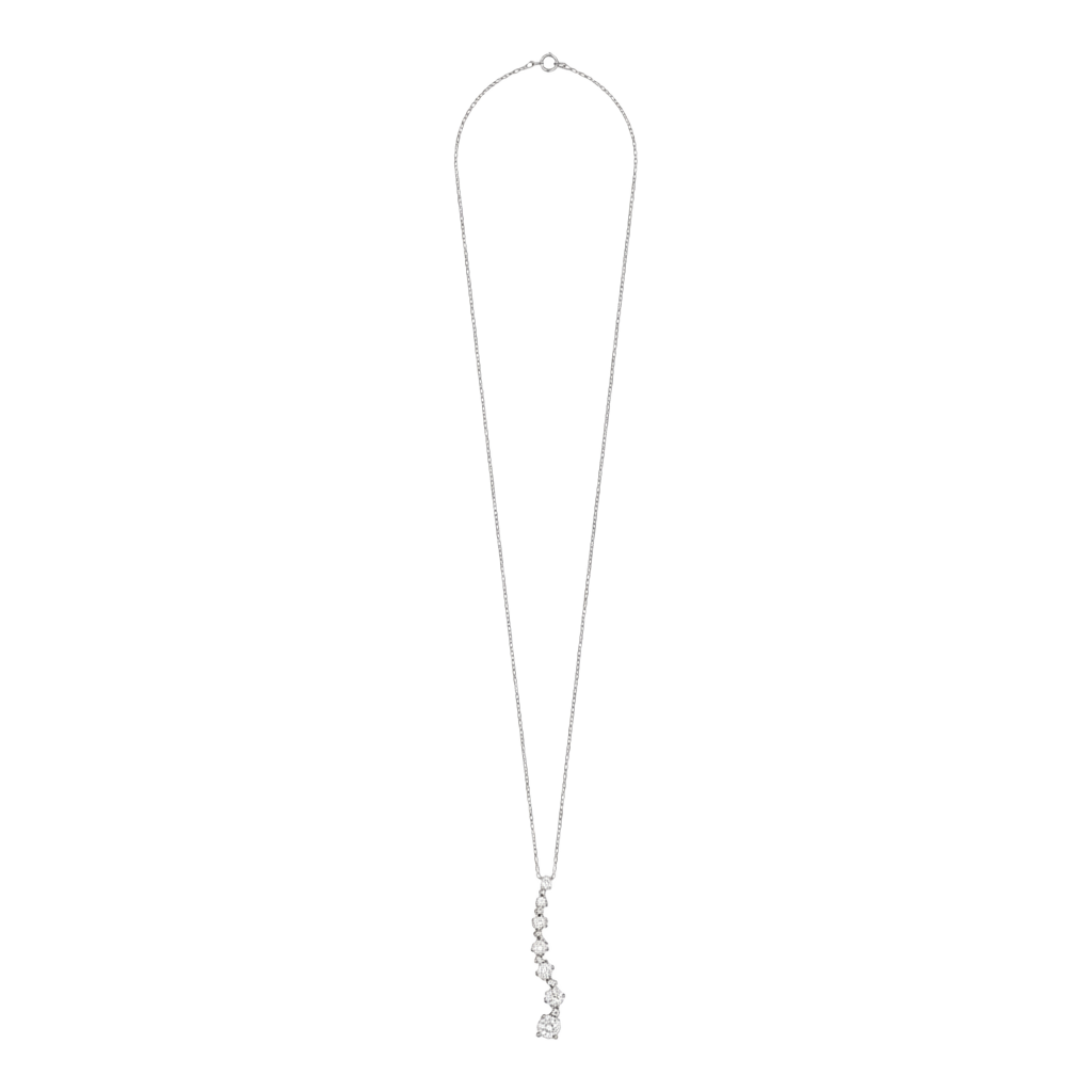 925 Italy Sterling Silver Graduated CZ Journey Pendant Necklace 1