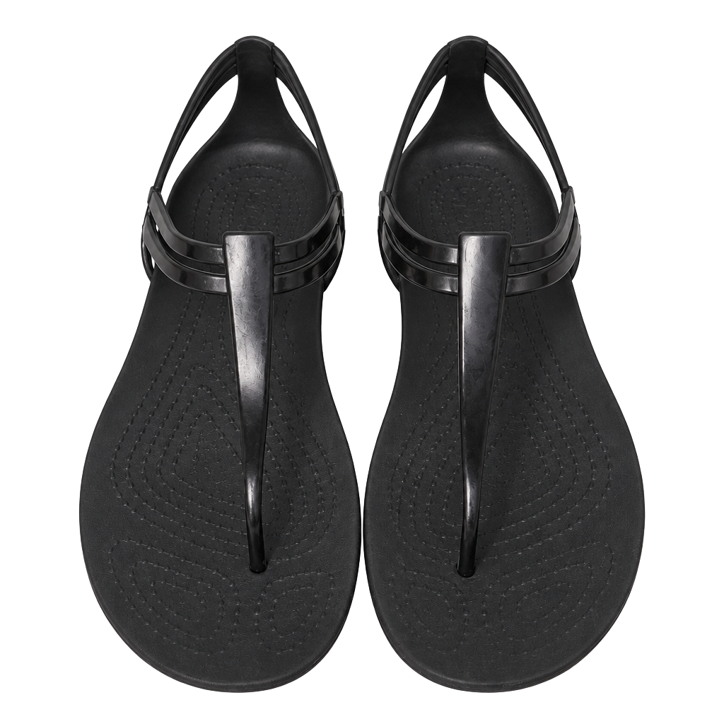 Crocs Isabella T-Strap Sandal Size W8 Black Jelly Sandals 1