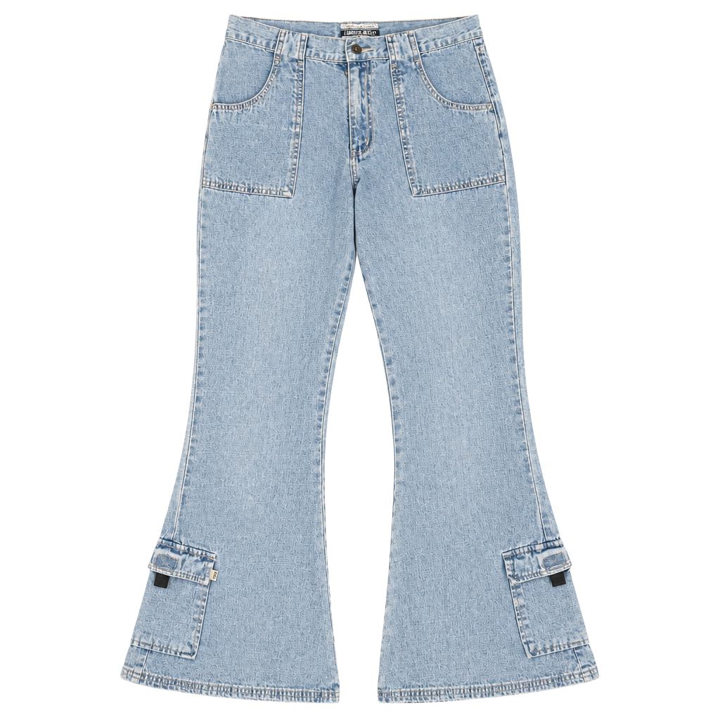 Limited Too Flared Jeans Size 16 Light Wash Cargo Pocket 1