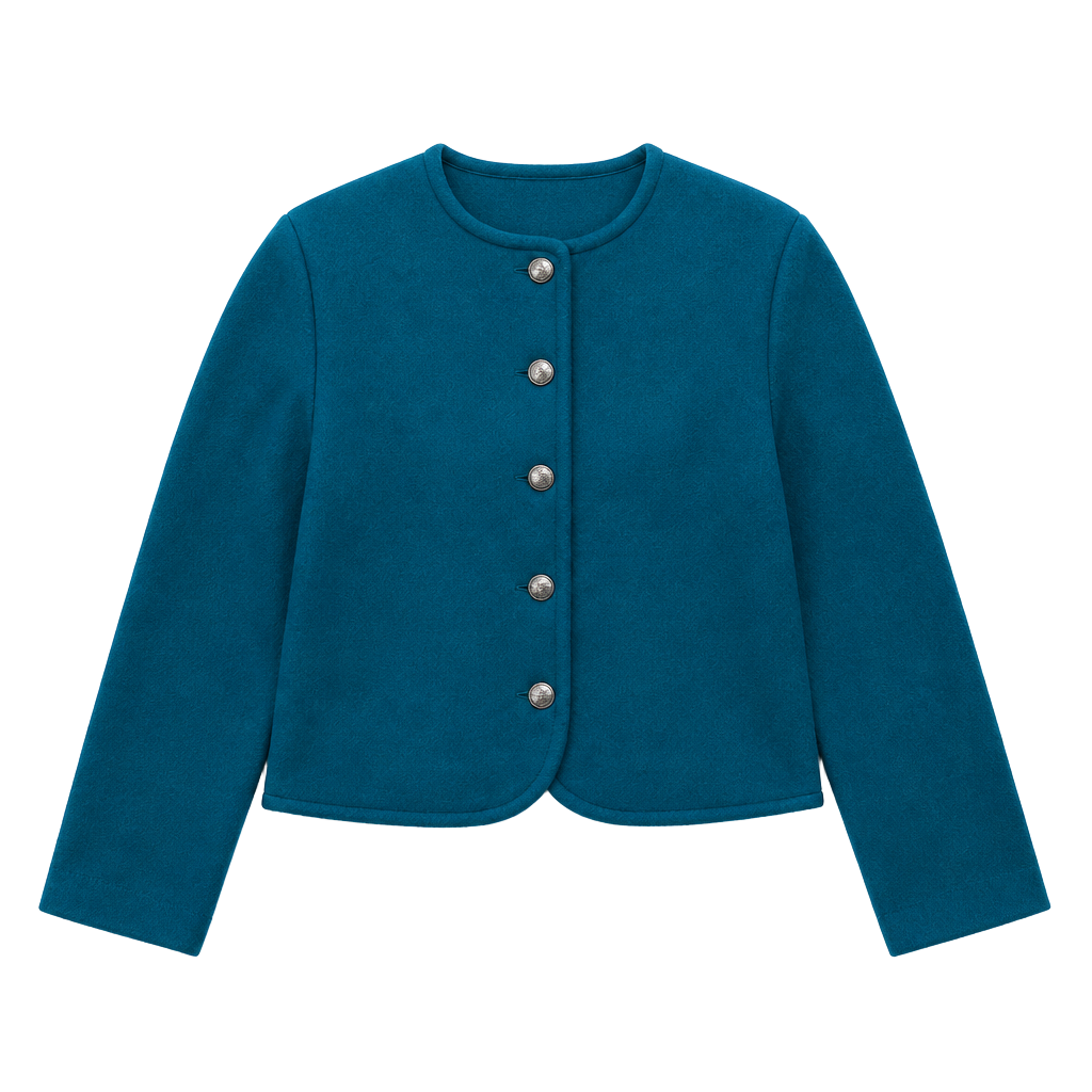 Vintage Pendleton Women's Turquoise Boiled Wool Cropped Jacket Small 1