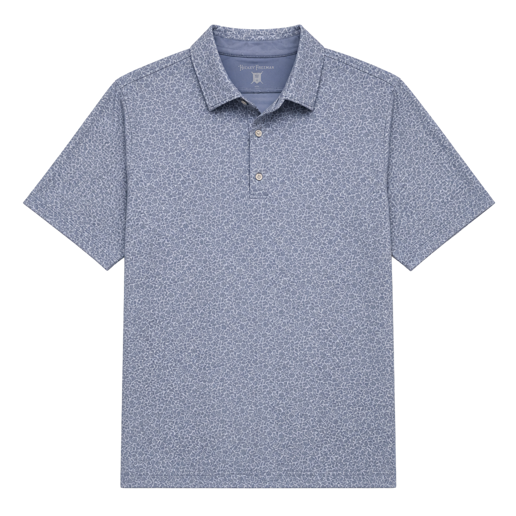 Hickey Freeman Golf Blue Floral Print Performance Polo Shirt - Size Large 1