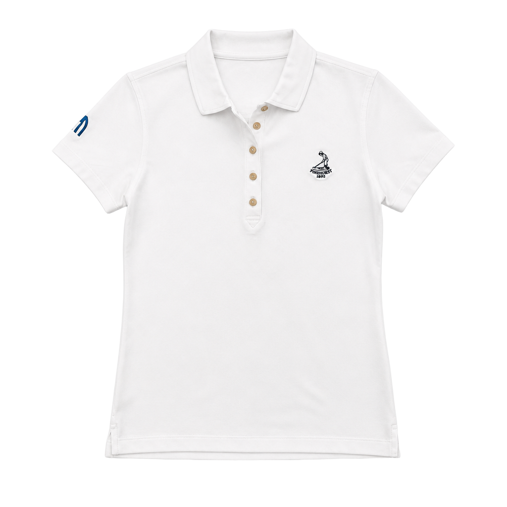 Peter Millar Women's Perfect Fit Performance Polo White Size S Pinehurst NetApp 1