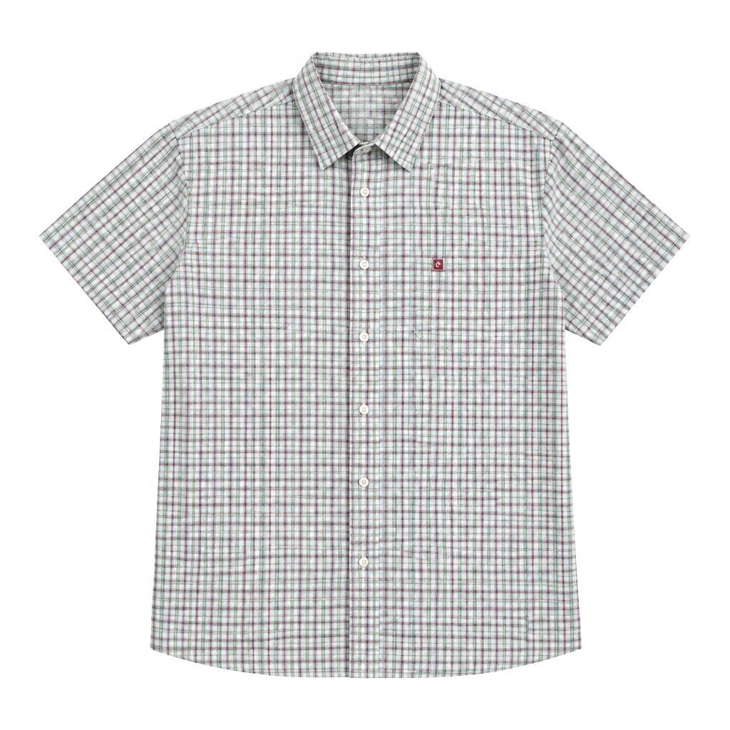 Quiksilver Plaid Button-Up Short Sleeve Shirt Size L Blue Red 1