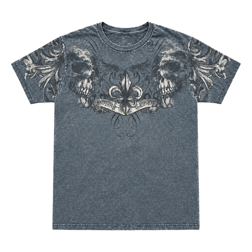 Helix Skull Cross Graphic T-Shirt Size M Blue Y2K Grunge 1