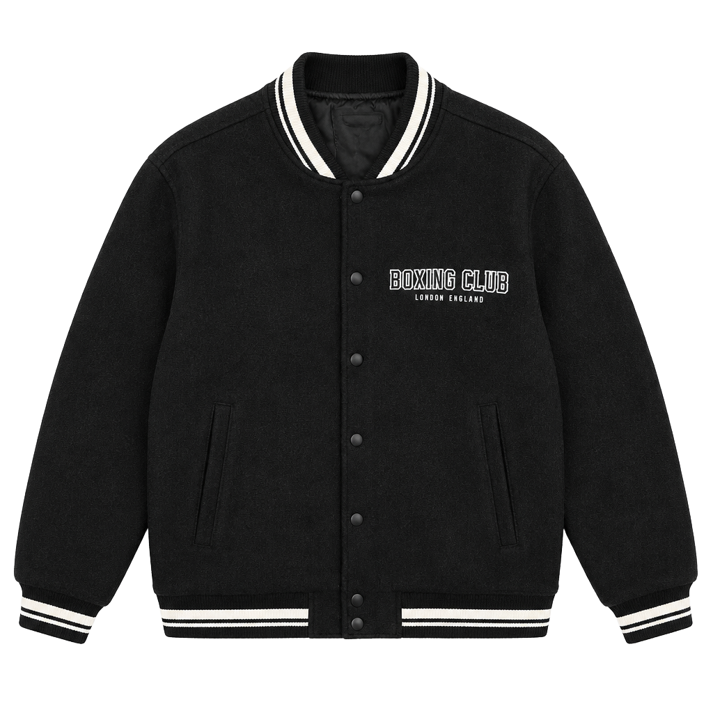 Bershka Boxing Club London England Black Wool Jacket Size 38 1