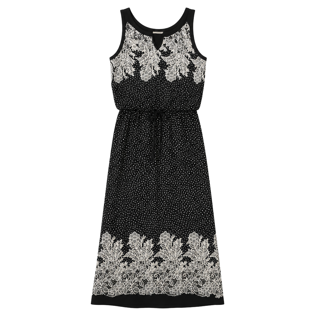 Enfocus Studio Polka Dot Lace Trim Maxi Dress Size 4 1