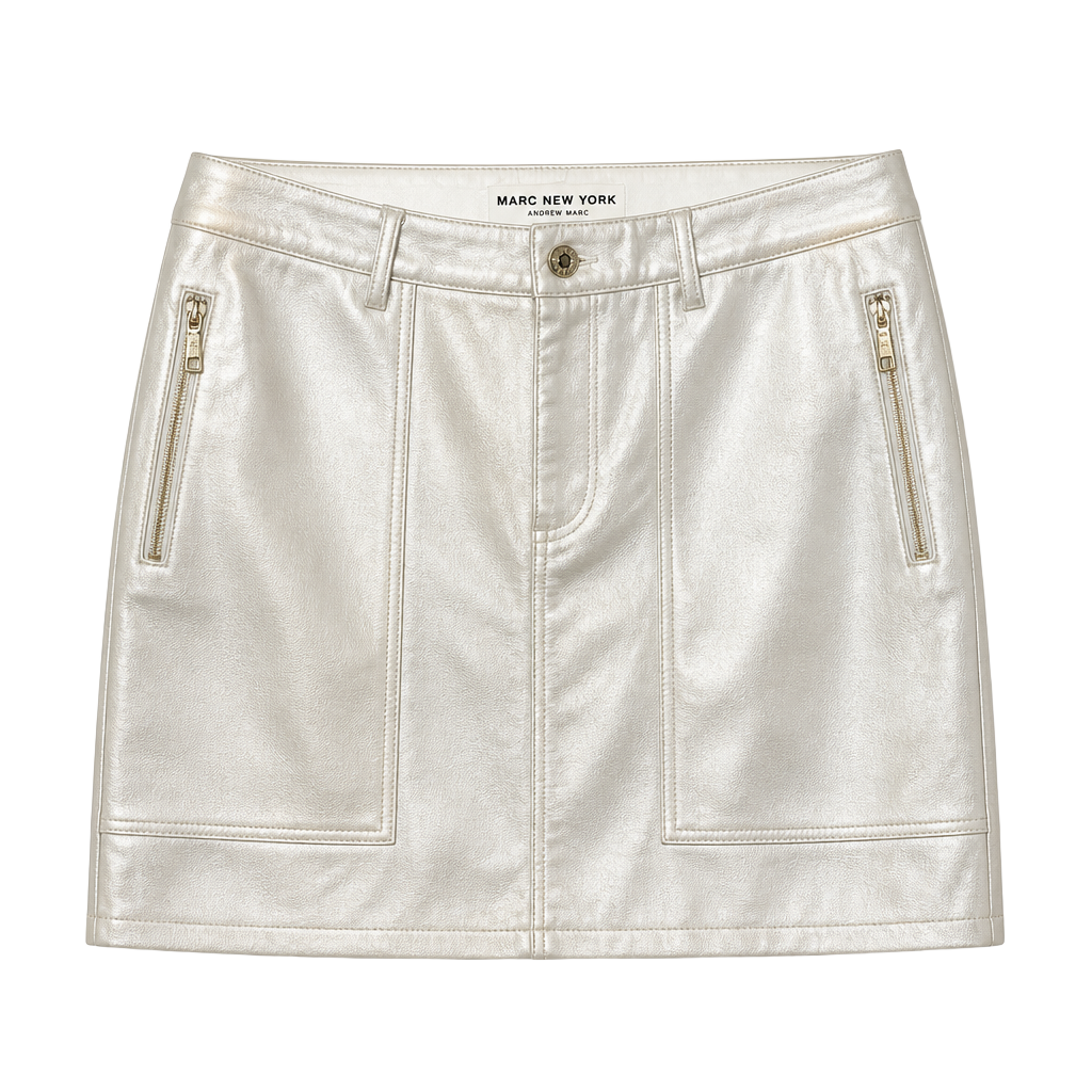 Marc New York Jeans Metallic Silver Faux Leather Mini Skirt 1