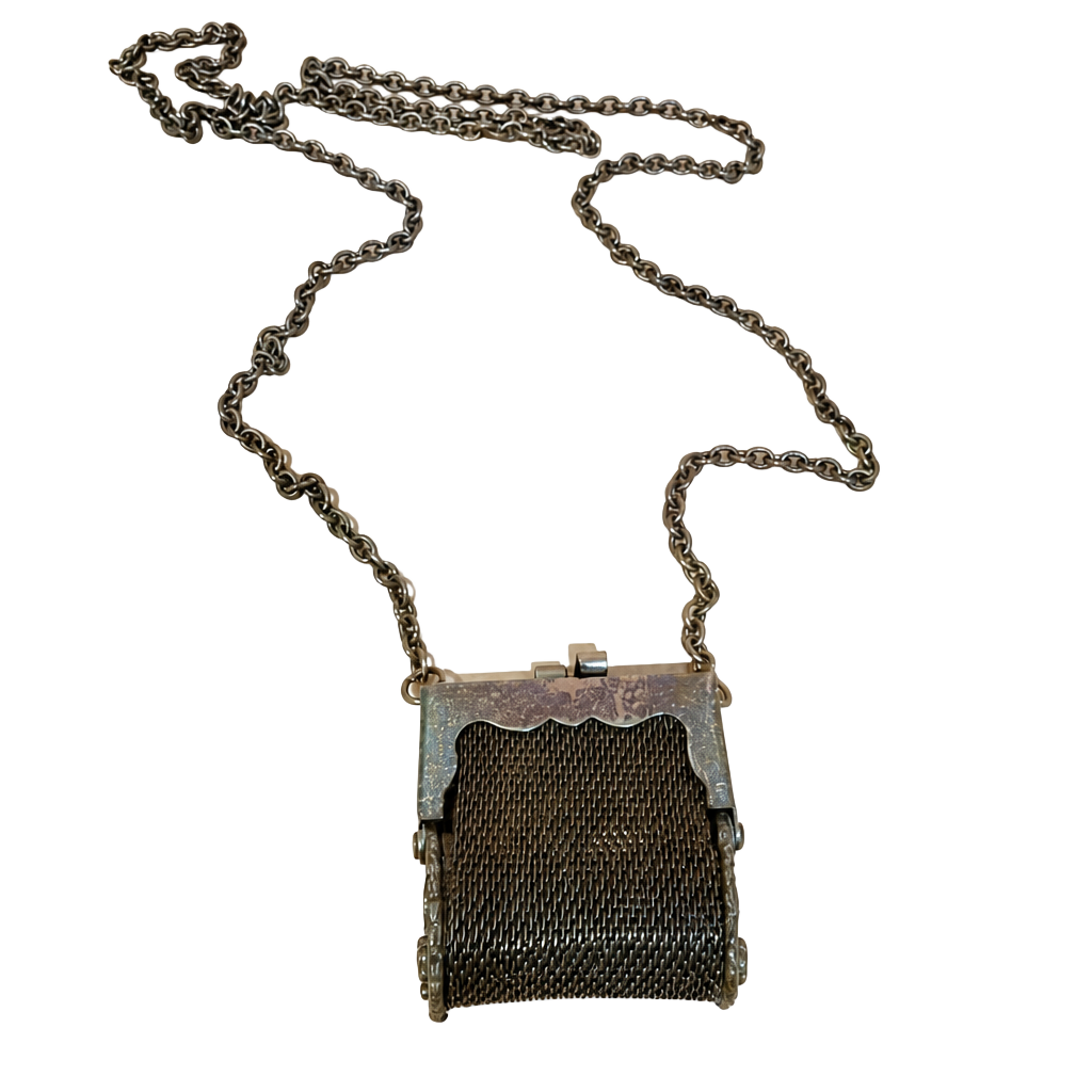 Vintage Whiting & Davis Miniature Mesh Purse Necklace 1