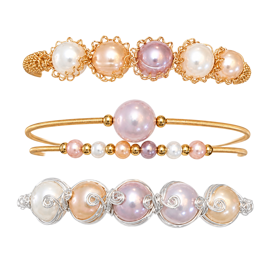 PICK 1 • Freshwater Pearl Wire Bangle • Hand-Wired Nickel Free Hypoallergenic 1