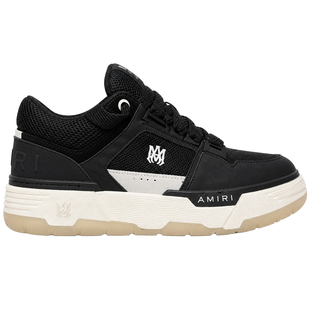 AMIRI MA-1 Leather and Mesh Low-Top Sneakers Black White 1