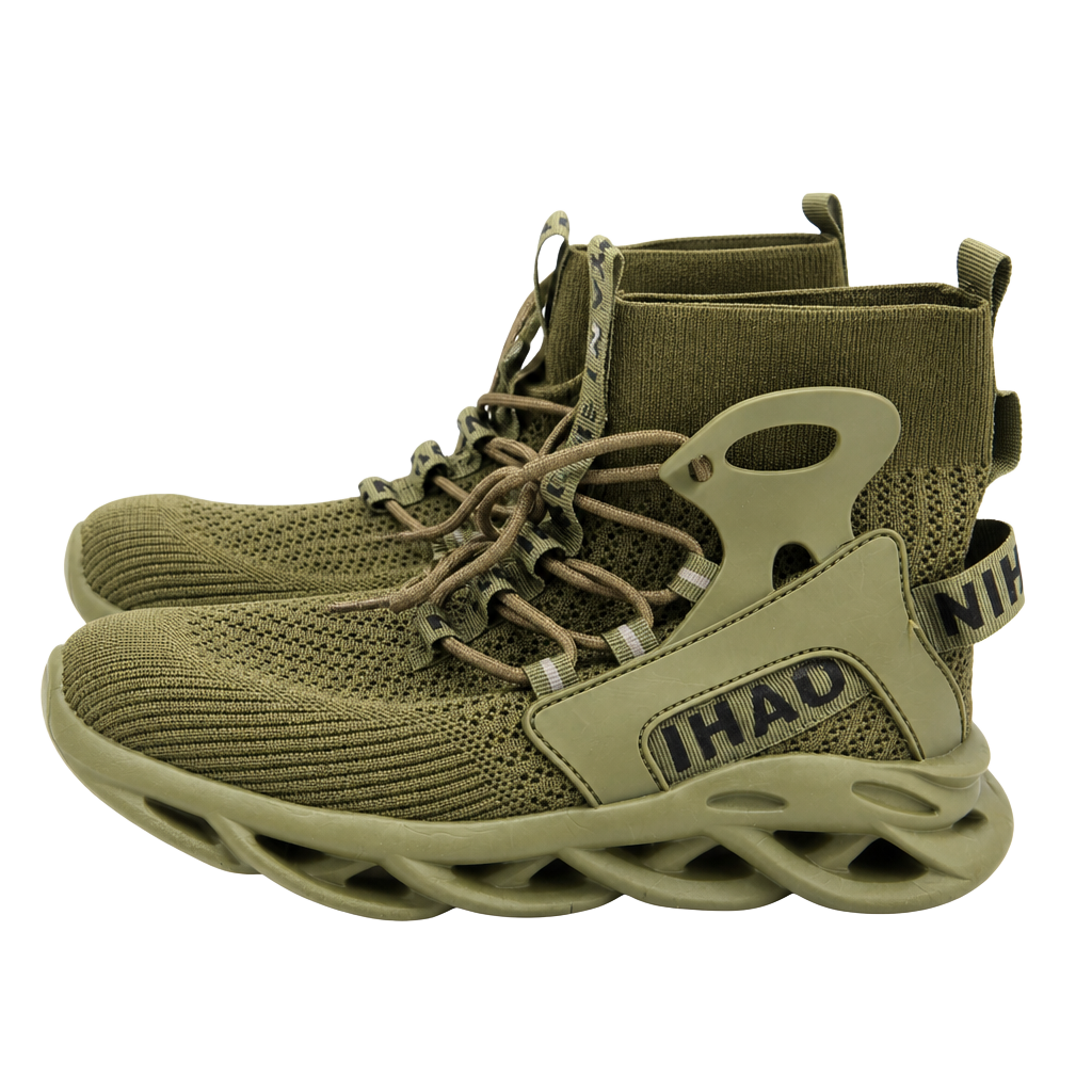 Nihaoya Athletic Blade-Style High-Top Sneakers in Army Green 1