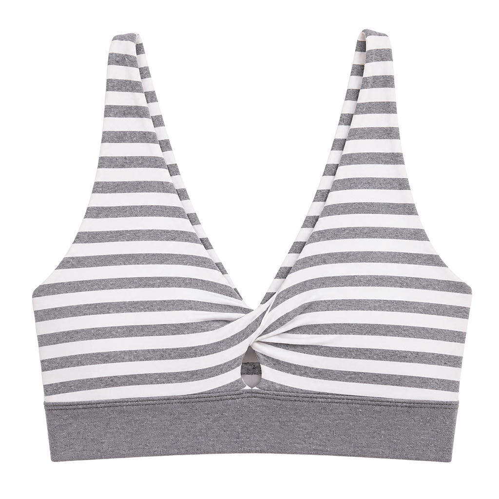 Splendid Studio Striped Twist Front Cross-Back Sports Bra 1