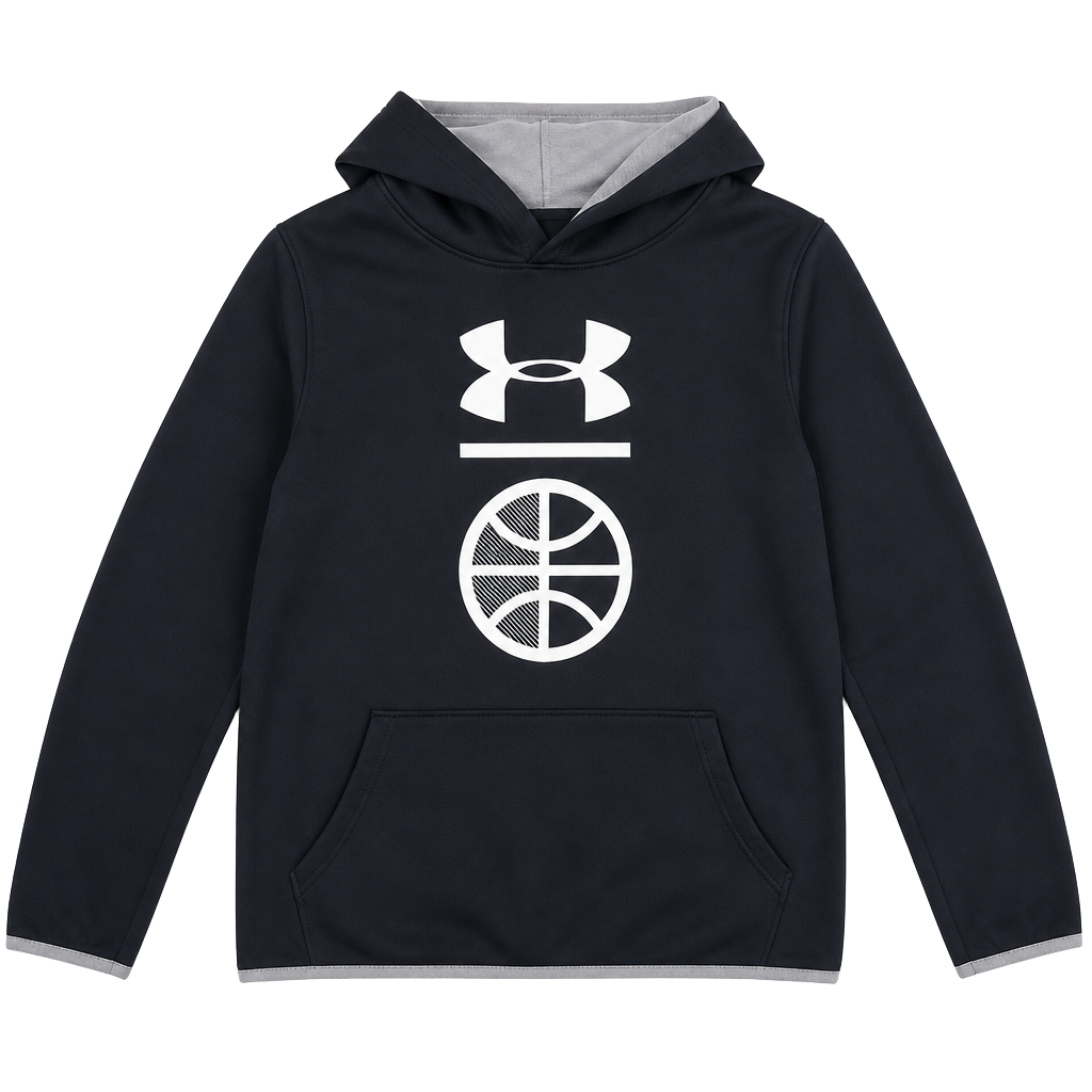 Under Armour Boys Basketball Graphic Hoodie Black Gray 1