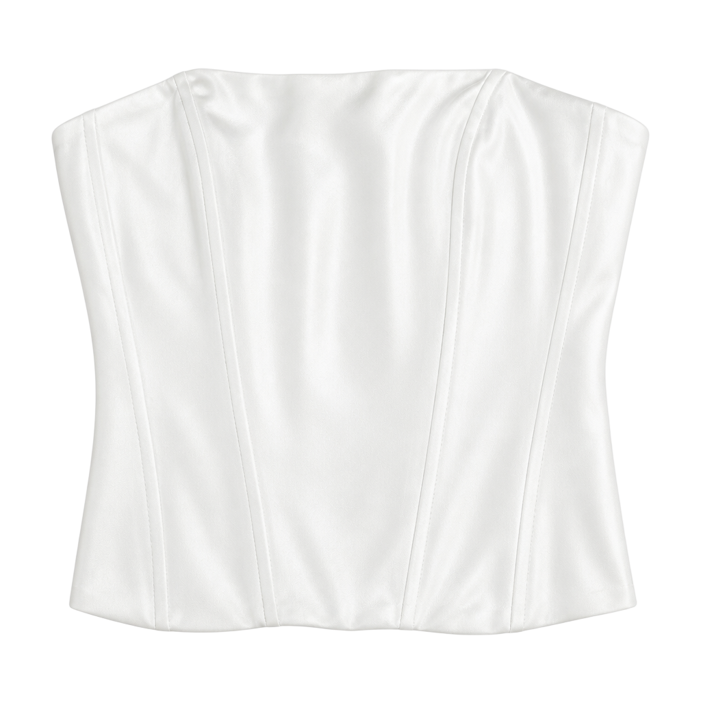 Aritiza ten Strapless Satin white Corset Top in Milk 1