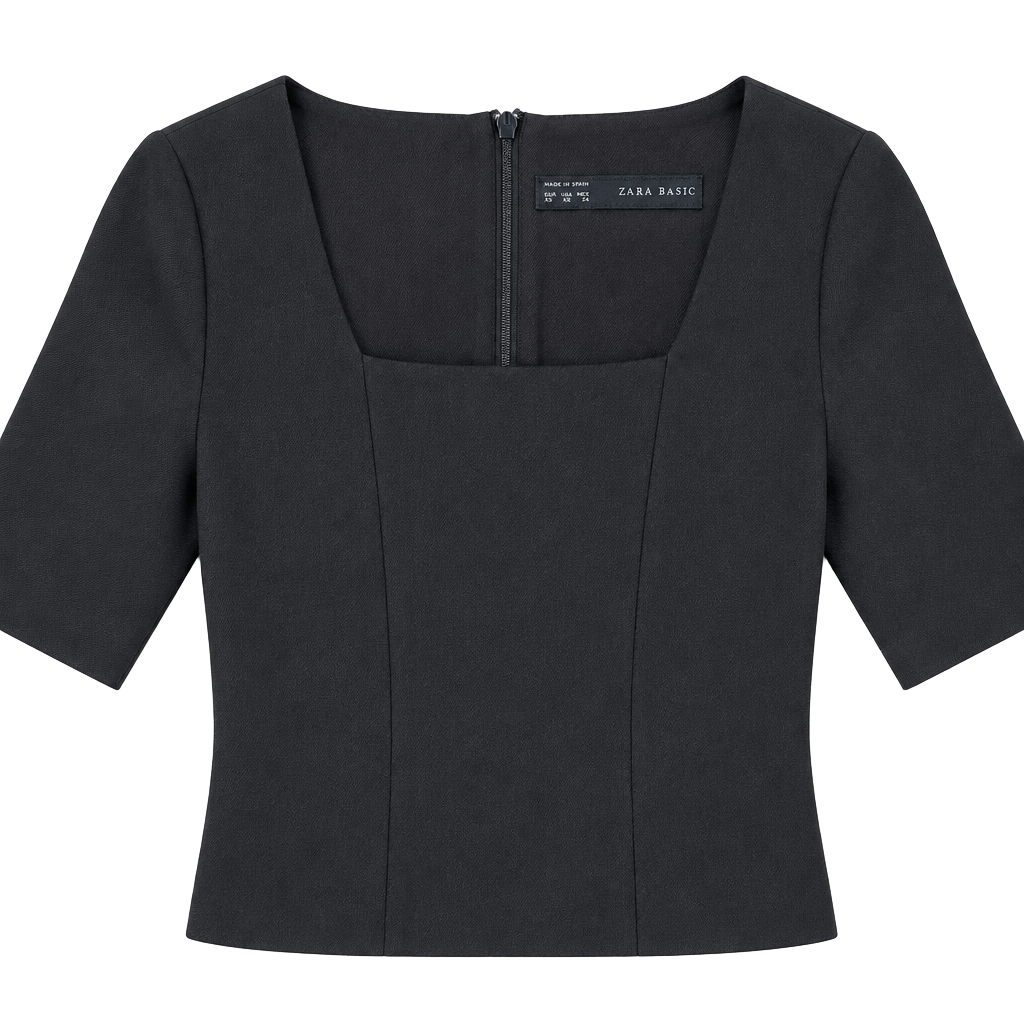 Zara Basic Peplum Top Size XS Black Sleeveless Structured Zip 1