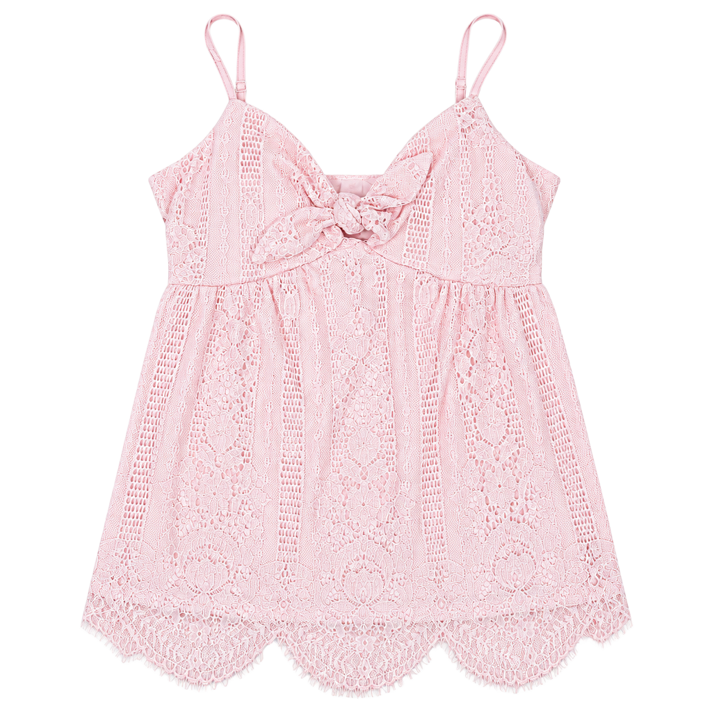 No Boundaries Lace Cami Size S/CH (3-5) Pink Tie Front 1