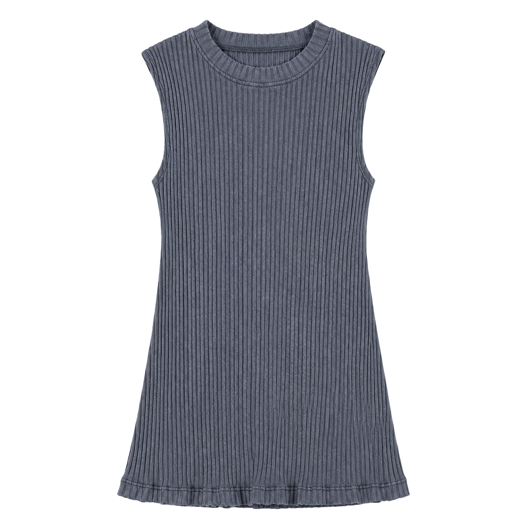 Shore Made USA Ribbed Tank Top Size S Gray Sleeveless Crewneck 1