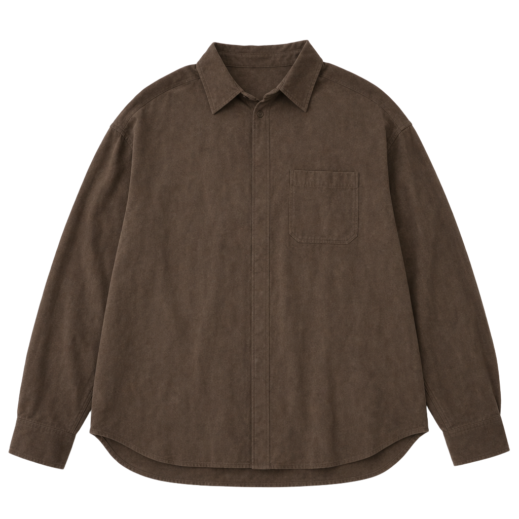 Covington Men's Brown Long Sleeve Faux Suede Button-Up Shirt 1