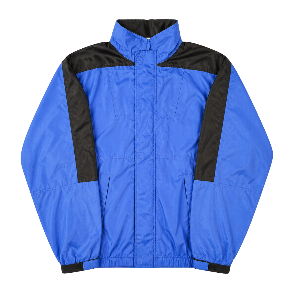 Vintage 90s Marlboro Unlimited Blue and Black Full Zip Nylon Windbreaker Jacket Size XL 1