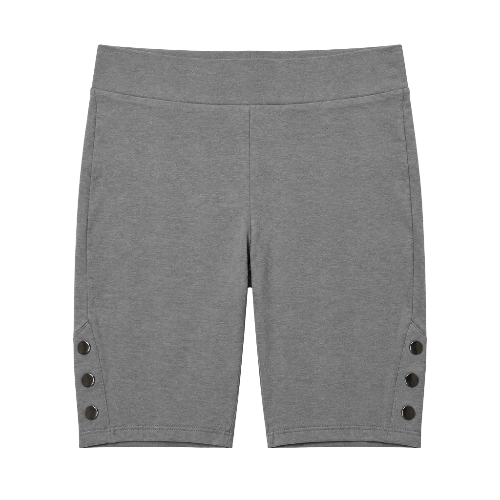 Torrid Bike Shorts Size 1 Grey Cotton Blend Snap Button Accents 1