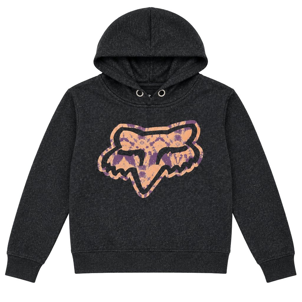 Fox Racing Black Hoodie Orange Purple Tie Dye Logo Graphic 1