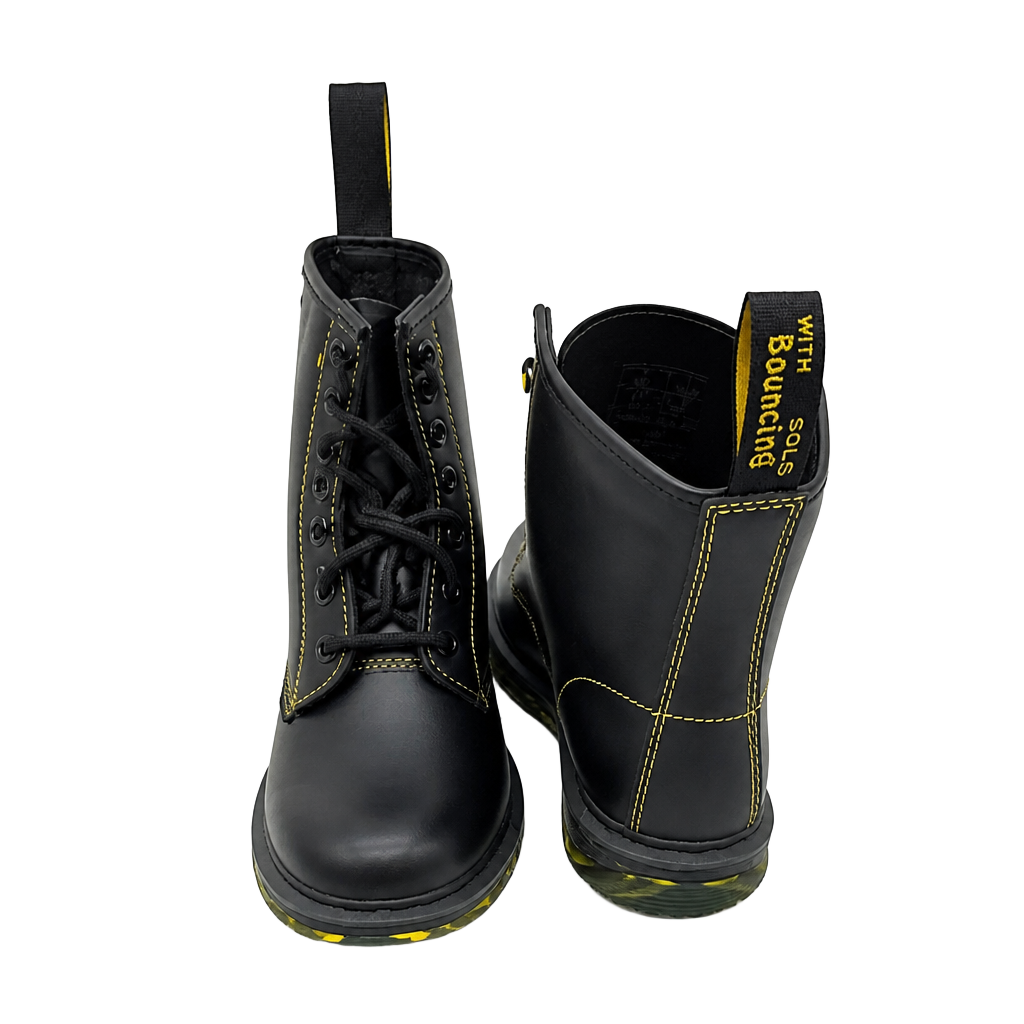 Dr. Martens 1460 Black Smooth Yellow Marbled Sole Combat Boots Size US M 8 / US L 9 1