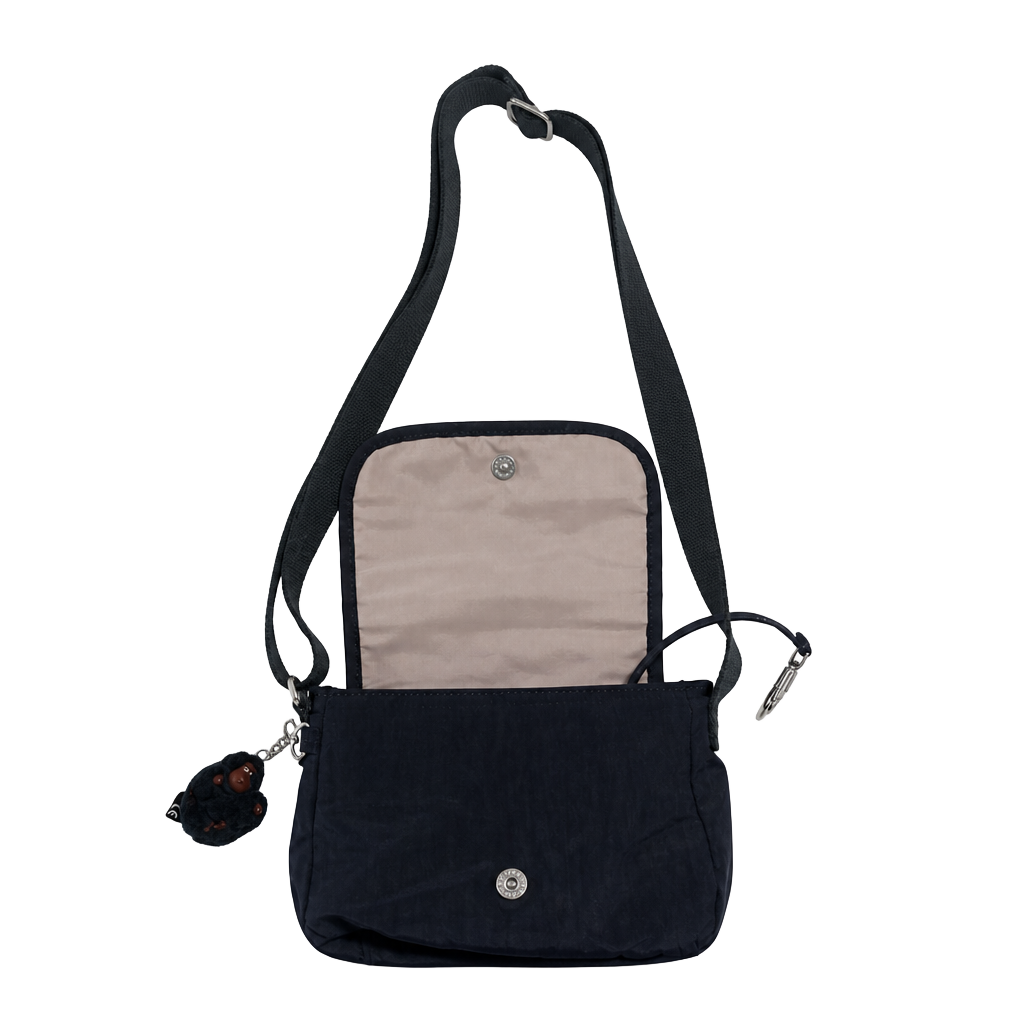 Kipling Syro Small Navy Blue Crossbody Bag with Monkey Keychain 1