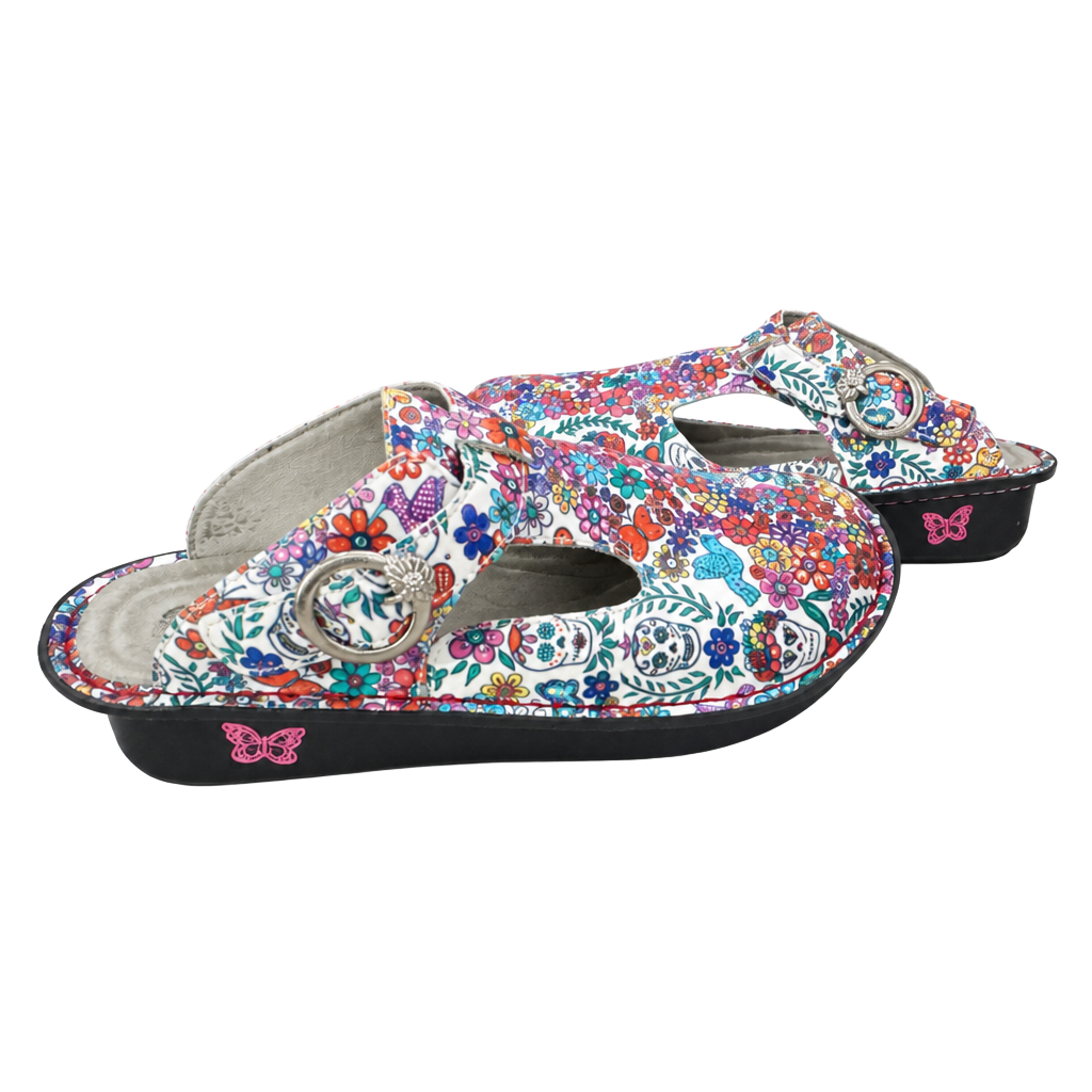 Alegria Classic Clog Shoes Ofrenda White Sugar Skull Floral Nursing Clogs 1