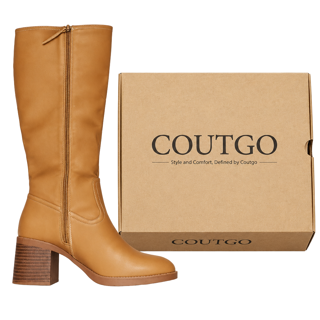 Coutgo Knee High Boots Brown 1
