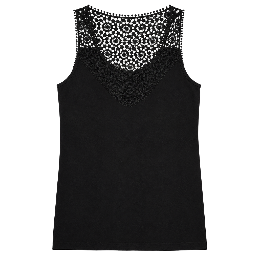 New Mix Lace Tank Top One Size Black Crochet Racerback 1