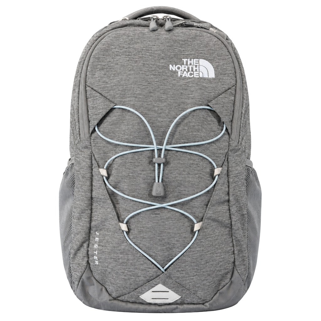 The North Face Jester Backpack Heather Gray with Powder Blue Detail Laptop School Travel Bag 1