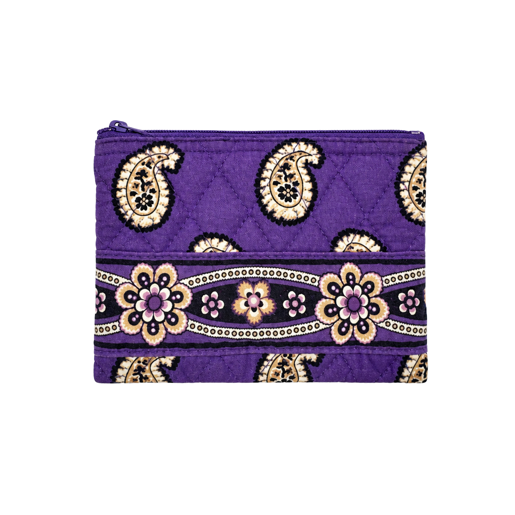 Vera Bradley Quilted Purple Paisley Zip Case Coin Purse 1