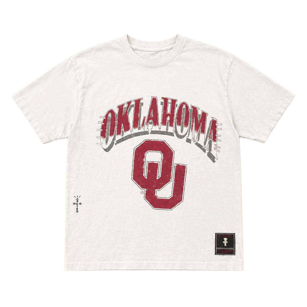 Travis Scott x Mitchell & Ness Ltd Edition University Of Oklahoma Tee Size L White 1