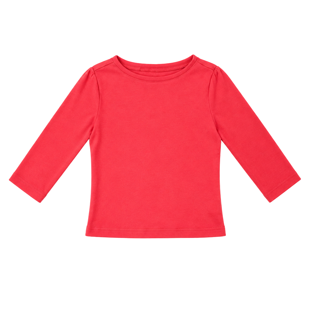 Red Boatneck 3/4 Sleeve Crop Top Size S Polyester 1
